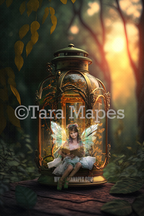 Fairy Lantern Digital Backdrop - Magical Fairy Lantern Digital Background - Glowing Fairy Flower Lantern Digital Background JPG