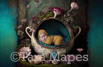 Newborn Digital Backdrop - Whimsical Wonderland Themed Newborn Digital Background - Alice in Wonderland Newborn Digital - Baby Newborn Digital Background