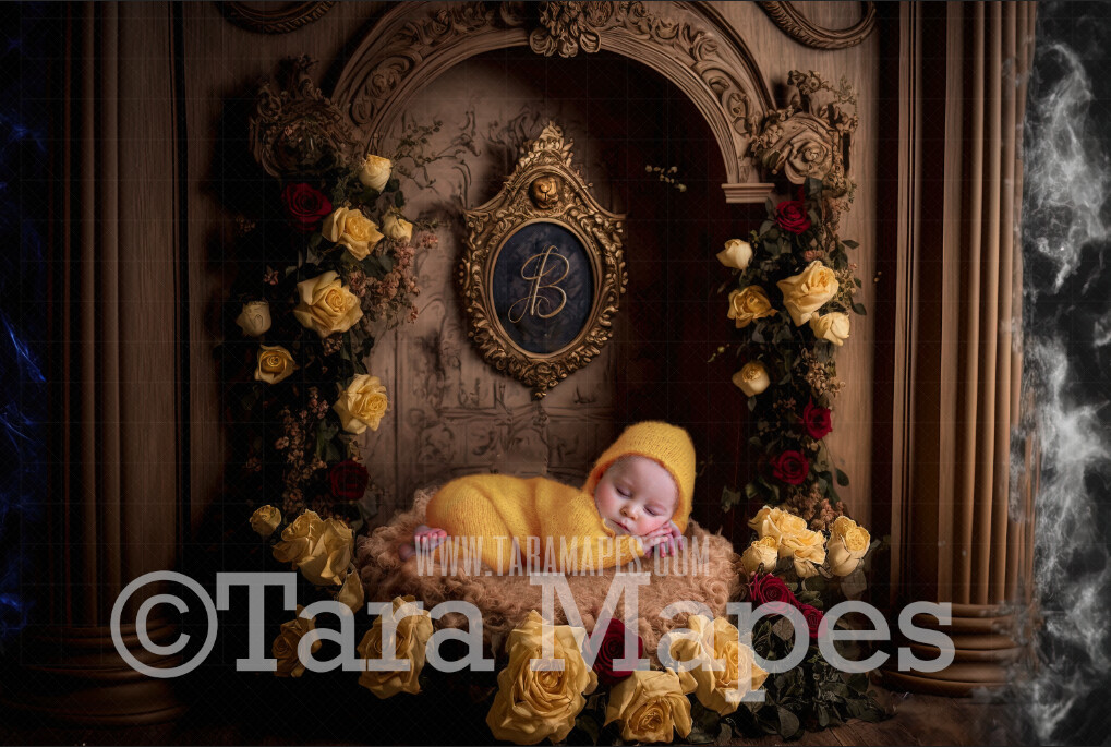 Newborn Digital Backdrop - Beauty and the Beast Themed Newborn Digital Background - Belle Newborn Digital - Baby Newborn Digital Background