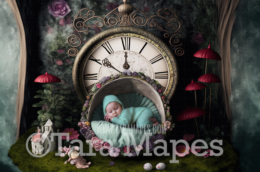 Newborn Digital Backdrop - Whimsical Wonderland Themed Newborn Digital Background - Alice in Wonderland Newborn Digital - Baby Newborn Digital Background