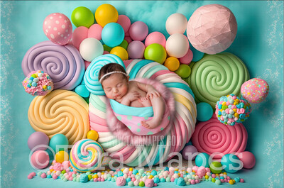 Newborn Digital Backdrop - Candy Themed Newborn Digital Background - Candy Scene Newborn Digital - Baby Newborn Digital Background