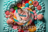 Newborn Digital Backdrop - Candy Themed Newborn Digital Background - Candy Scene Newborn Digital - Baby Newborn Digital Background