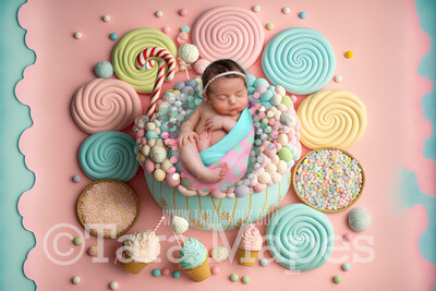 Newborn Digital Backdrop - Candy Themed Newborn Digital Background - Candy Scene Newborn Digital - Baby Newborn Digital Background