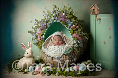 Newborn Digital Backdrop - Easter Themed Newborn Digital Background - Easter Newborn Digital - Baby Newborn Digital Background
