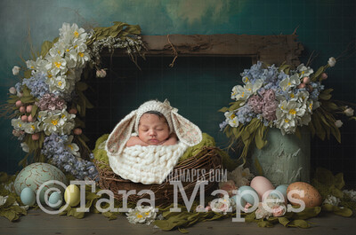 Newborn Digital Backdrop - Easter Themed Newborn Digital Background - Easter Newborn Digital - Baby Newborn Digital Background