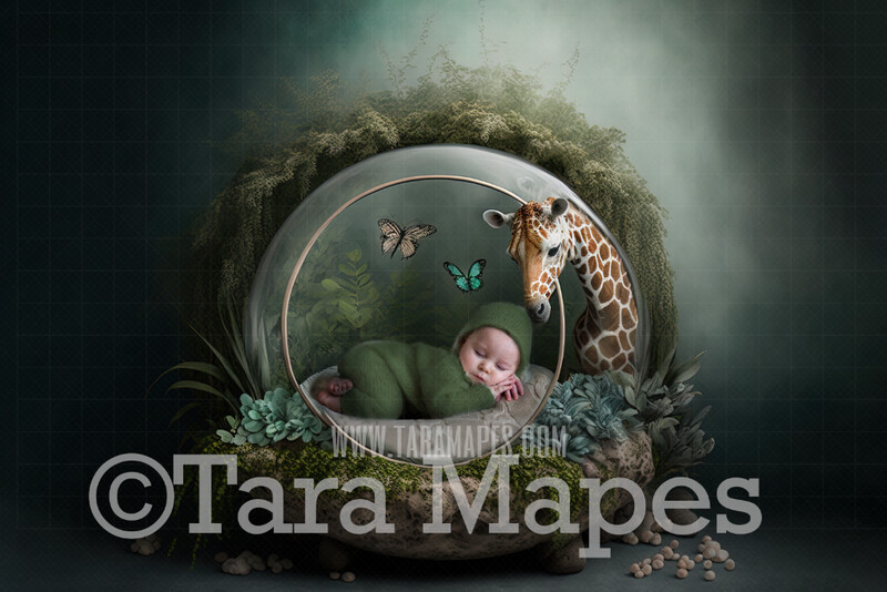 Newborn Digital Backdrop - Giraffe Themed Newborn Digital Background - Zoo Newborn Digital - Baby Newborn Digital Background