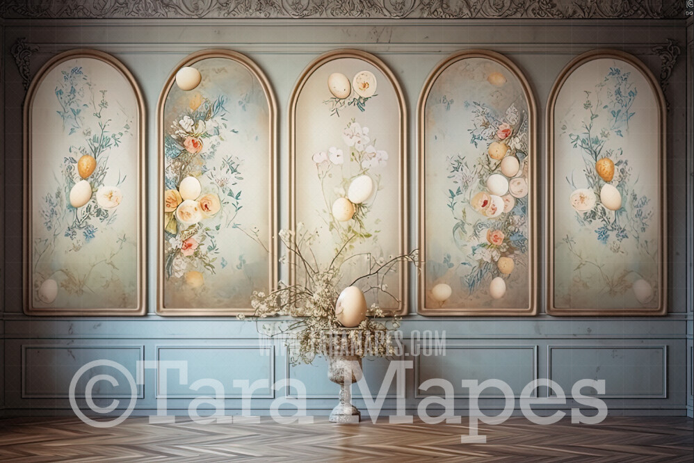 Easter Room Digital Backdrop - Whimsical Pastel Easter Themed Wall Digital Background JPG - Easter Digital