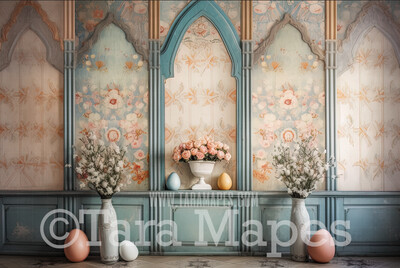 Easter Room Digital Backdrop - Whimsical Pastel Easter Themed Wall Digital Background JPG - Easter Digital