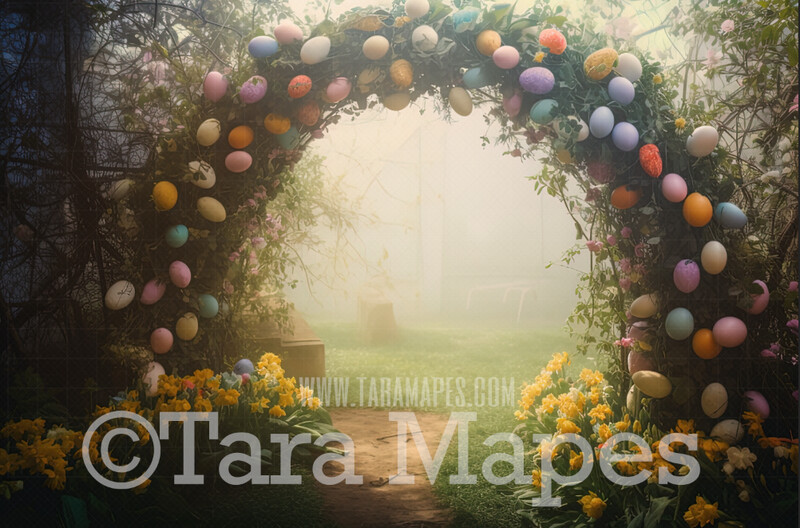 Easter Egg Arch Digital Backdrop - Arch of Easter Eggs- Easter Digital Background