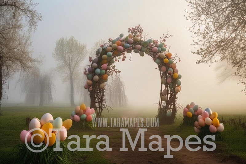 Easter Egg Arch Digital Backdrop - Arch of Easter Eggs- Easter Digital Background