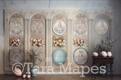 Easter Room Digital Backdrop - Whimsical Pastel Easter Themed Wall Digital Background JPG - Easter Digital