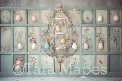 Easter Room Digital Backdrop - Whimsical Pastel Easter Themed Wall Digital Background JPG - Easter Digital
