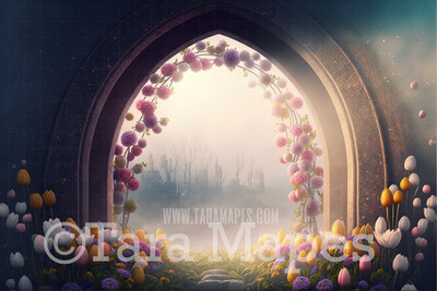 Easter Floral Arch Digital Backdrop - Arch of Flowers - Easter  Spring Digital Background