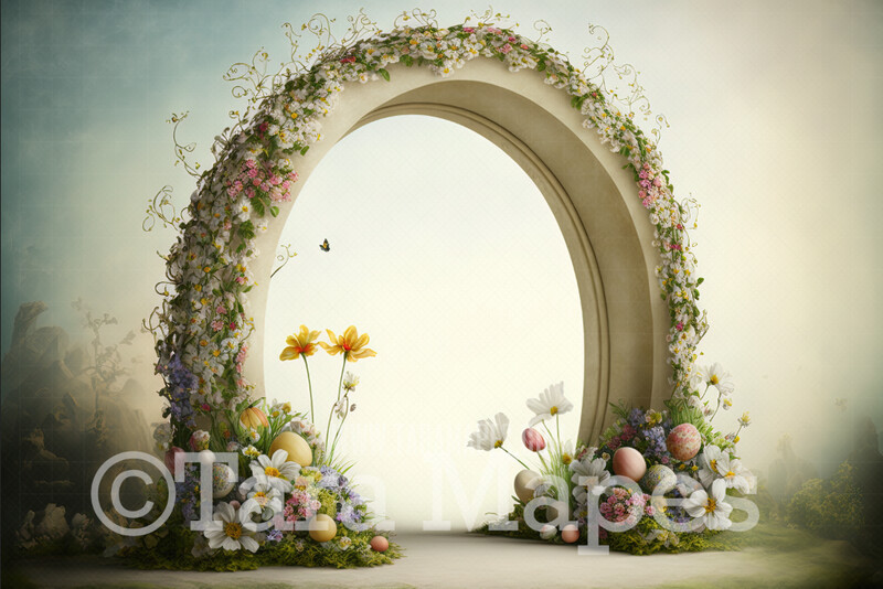 Easter Floral Arch Digital Backdrop - Arch of Flowers - Easter  Spring Digital Background