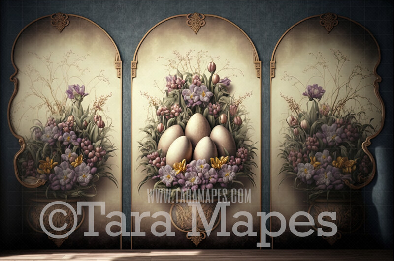 Easter Room Digital Backdrop - Whimsical Pastel Easter Themed Wall Digital Background JPG - Easter Digital