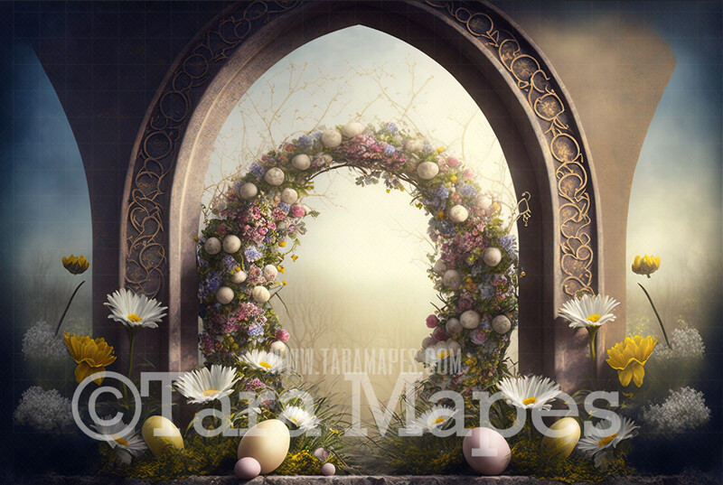 Easter Floral Arch Digital Backdrop - Arch of Flowers - Easter  Spring Digital Background