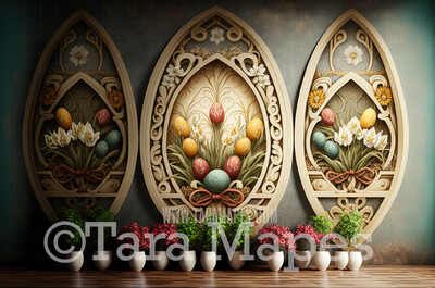 Easter Room Digital Backdrop - Whimsical Pastel Easter Themed Wall Digital Background JPG - Easter Digital
