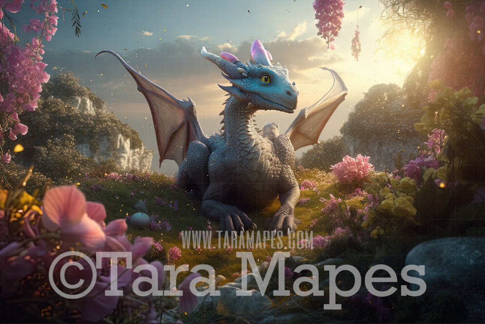 Dragon Digital Backdrop -Dragon Digital Background -  Fantasy Cute Dragon Digital Background JPG