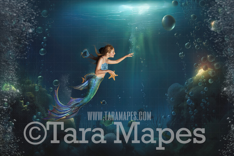 Ocean Digital Backdrop - Underwater - Under the Sea Digital Background - Mermaid Digital Background JPG