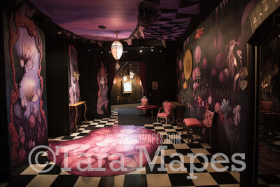 Alice Digital Backdrop - Wonderland  Room - Trippy Wonderland Enchanted Room - JPG File - Wonderland Digital Background
