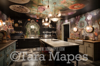 Alice Digital Backdrop - Wonderland Room - Trippy Wonderland Kitchen Enchanted Room - JPG File - Wonderland Digital Background