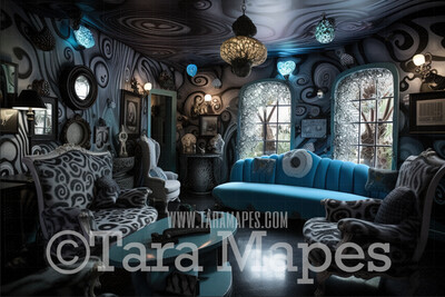Alice Digital Backdrop - Wonderland  Room - Trippy Wonderland Enchanted Room - JPG File - Wonderland Digital Background
