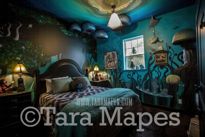 Alice Digital Backdrop - Wonderland  Room - Wonderland Enchanted Room - JPG File - Wonderland Digital Background