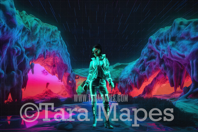 Alien World Digital Backdrop  -  Otherworldly Room-  Neon Alien Room in Alien World Digital Background JPG FILE