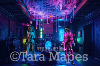 Alien World Digital Backdrop  -  Otherworldly Room- Neon Alien Room in Alien World Digital Background JPG FILE