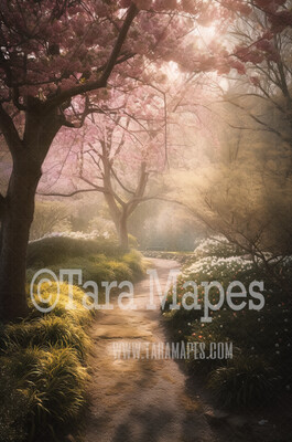 Garden Path Digital Backdrop - Path in Garden - Floral Pathway -  Flowers in Garden -  Digital Background JPG