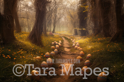 Easter Forest Digital Backdrop - Whimsical Easter Path in Forest - Easter Digital Background JPG - Easter Digital
