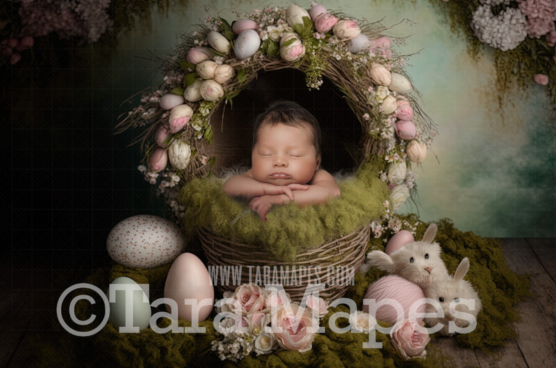 Newborn Digital Backdrop - Easter Themed Newborn Digital Background - Easter Newborn Digital - Baby Newborn Digital Background