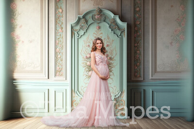 Pastel Vintage Wall Digital Backdrop - Ornate Pastel Wall - Vintage Wall Digital Background JPG