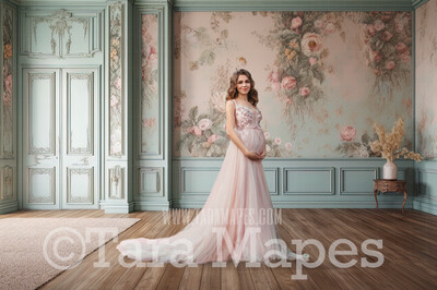 Pastel Vintage Wall Digital Backdrop - Ornate Pastel Wall - Vintage Wall Digital Background JPG