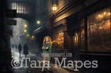 Wizard Alley Digital Backdrop - Wizard Street of Shops Magical Scene  - Castle Digital Background