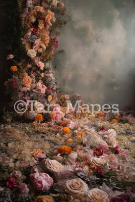 Floral Sweep Studio Digital Backdrop - Fine Art Floral Studio Digital Background JPG - Cascading Flowers Digital Backdrop