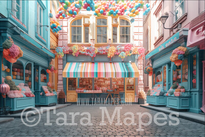 Pastel Ice Cream Shop Digital Backdrop - Ice Cream City - Pastel Storefronts - Ice Cream Shop Digital Background JPG