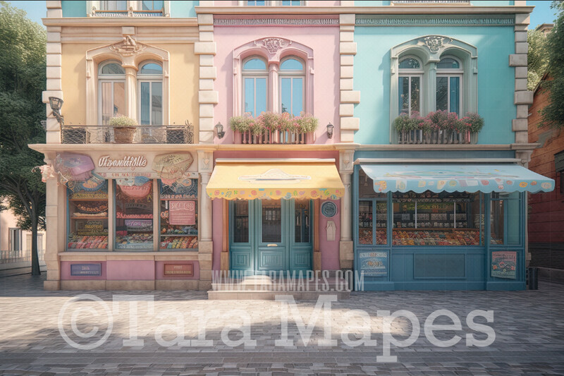 Pastel Ice Cream Shop Digital Backdrop - Ice Cream City - Pastel Storefronts - Ice Cream Shop Digital Background JPG