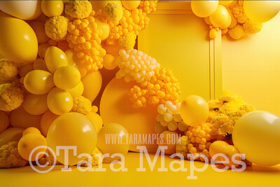 Balloon Digital Backdrop - Yellow Balloons Digital Background JPG