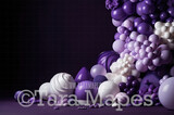 Balloon Digital Backdrop - Purple and White Balloons and Candy - Shades of Purple Balloons Digital Background JPG