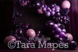 Balloon Digital Backdrop - Purple Violet Plum Balloon Arch Digital Background JPG - Shades of Purple Balloons Digital Backdrop