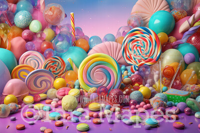 Candy Land Digital Backdrop - Candy Themed Digital Backdrop - Sweets Candyland Digital Background