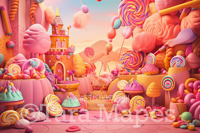 Candy Land Digital Backdrop - Candy Themed Digital Backdrop - Sweets Candyland Digital Background