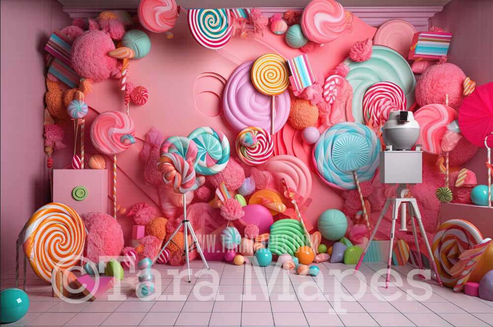 Candy Studio Digital Backdrop - Candy Themed Digital Backdrop - Sweets Candyland Digital Background