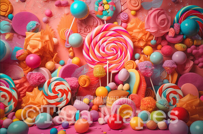 Candy Land Digital Backdrop - Candy Themed Digital Backdrop - Sweets Candyland Digital Background