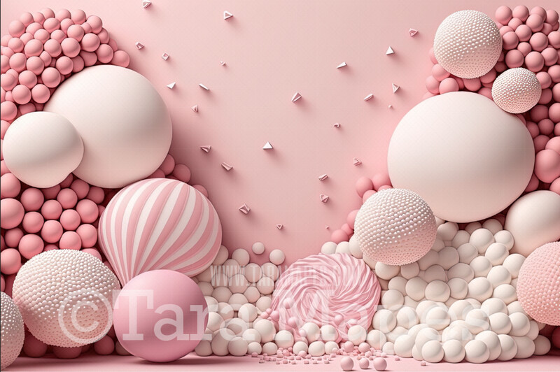 Balloon Digital Backdrop - Pink and White Balloons  - Pink Balloons Digital Background JPG