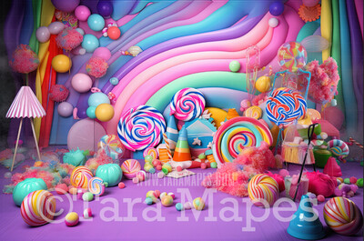 Candy Studio Digital Backdrop - Candy Themed Digital Backdrop - Sweets Candyland Digital Background