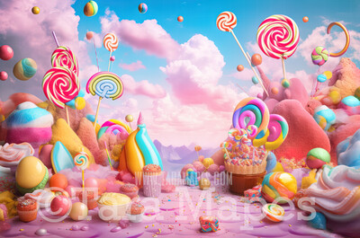 Candy Land Digital Backdrop - Candy Themed Digital Backdrop - Sweets Candyland Digital Background