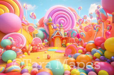 Candy Land Digital Backdrop - Candy Themed Digital Backdrop - Sweets Candyland Digital Background