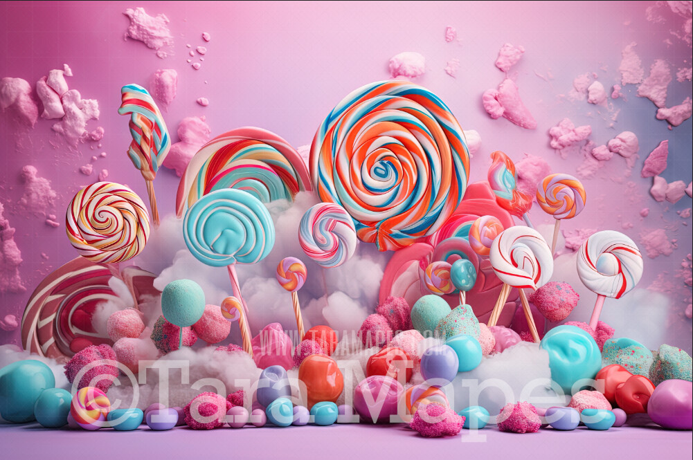 Candy Studio Digital Backdrop - Candy Themed Digital Backdrop - Sweets Candyland Digital Background